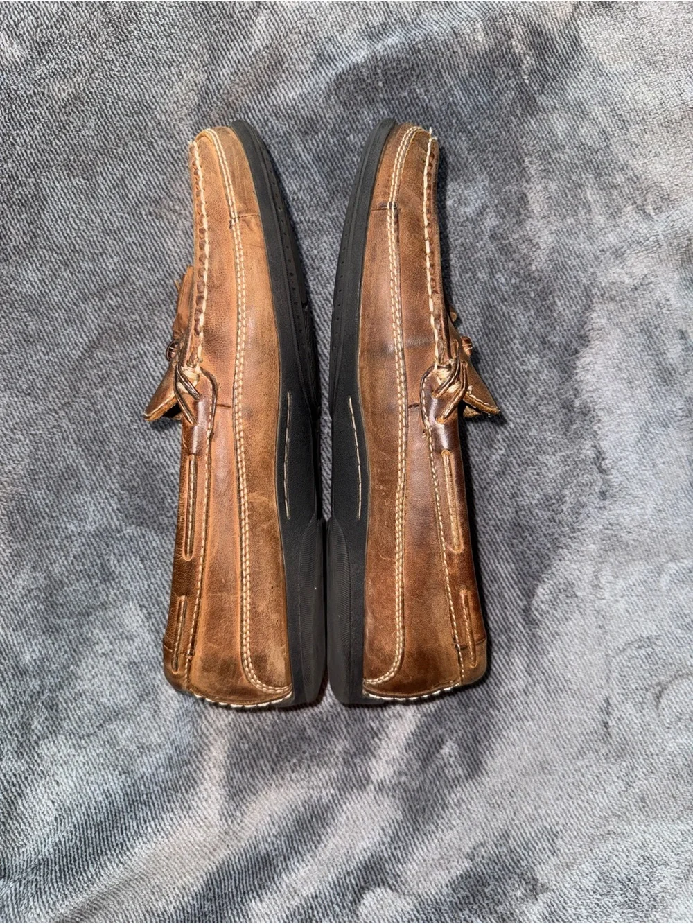 J&M Men’s Brown Leather Tassel Slip-On Loafers